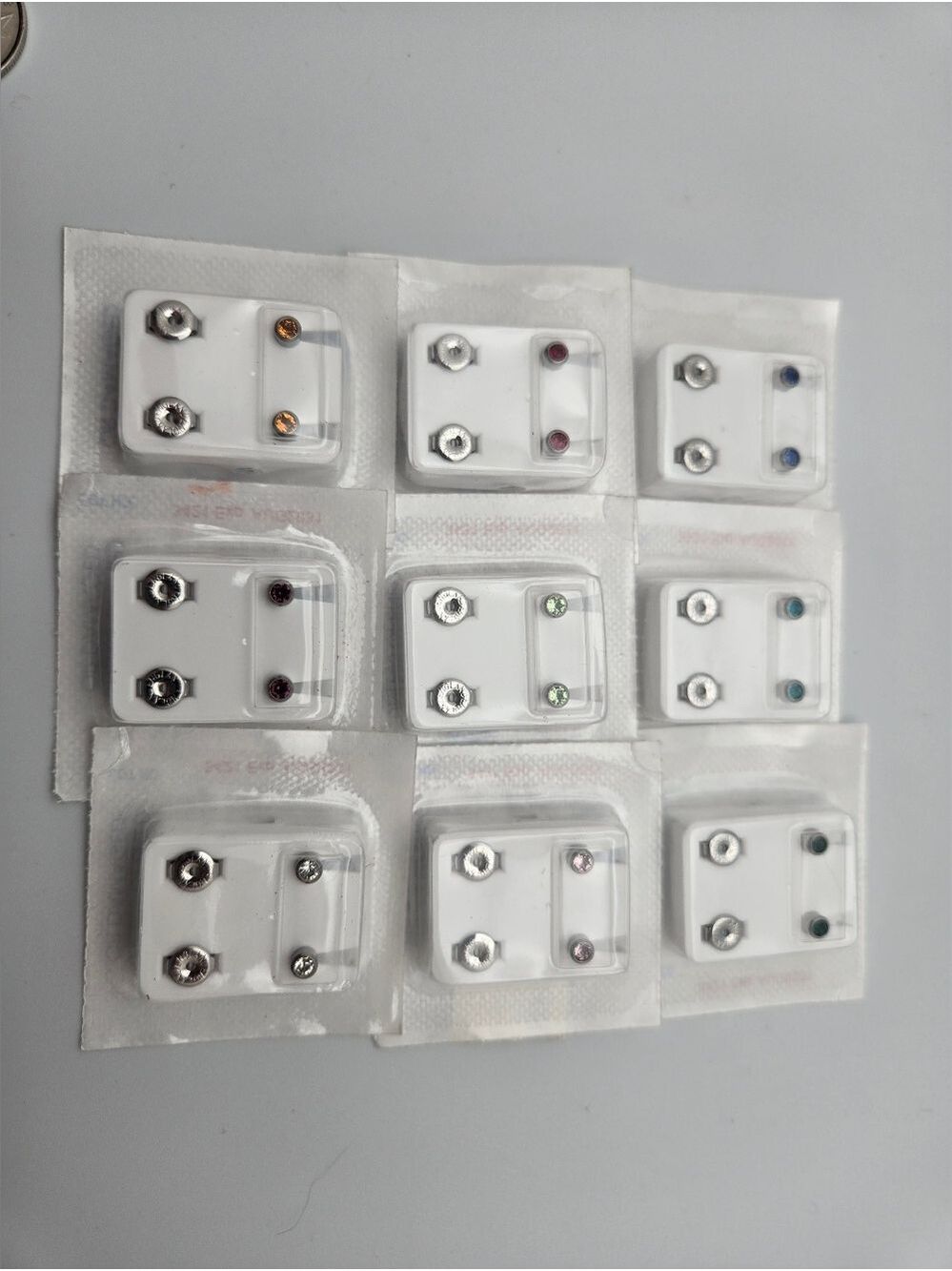Caflon Surgical Steel Piercing Studs 9 Sets Sterilized Sealed Exp 2031
